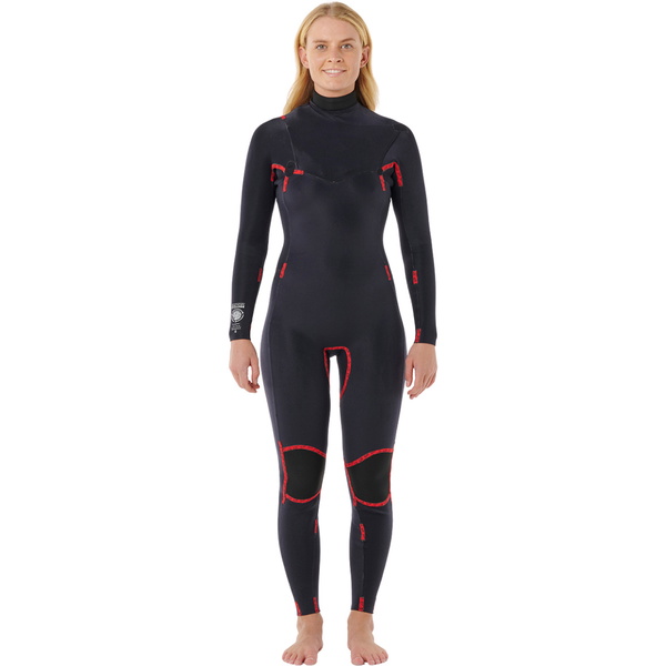 2025 Rip Curl Dames Dawn Patrol Pro 4/3mm Borst Ritssluiting Wetsuit 16VWFS - Charcoal